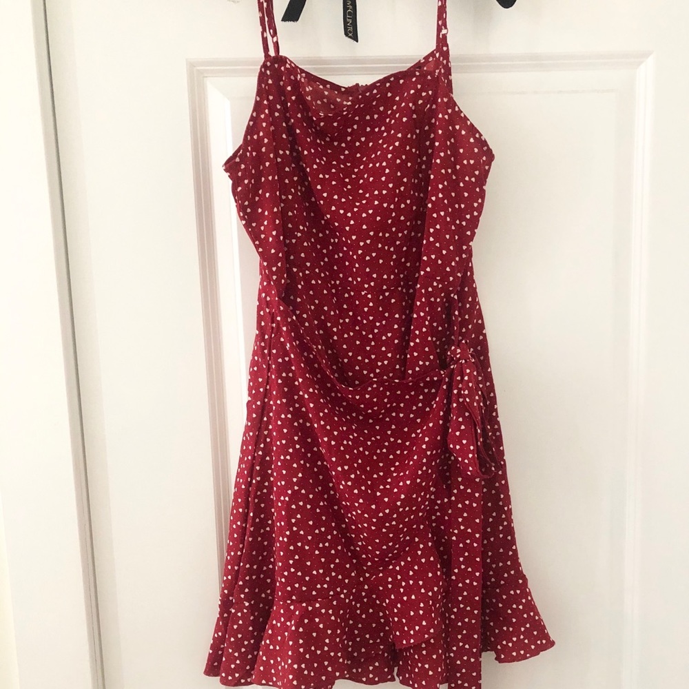 Heart detail wrap dress; Valentine’s Day dress